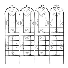 4 Pack Metal Garden Trellis 86.7" x 19.7" Rustproof Trellis for Climbing Plants Outdoor Flower Support Black (Color: as Pic)