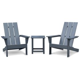 3Pcs Outdoor Adirondack Chairs,Patio Lawn Chairs with Side Table,for Deck Garden Backyard Balcony,Dark Grey (Color: as Pic)