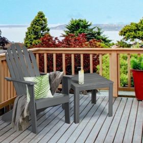 Wooden Outdoor Lounge Chair with Ergonomic Design for Yard and Garden (Color: gray)