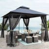 10x10 Outdoor Patio Gazebo Canopy Tent With Ventilated Double Roof And Mosquito net(Detachable Mesh Screen On All Sides); Suitable for Lawn;  Garden;