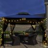 10x10 Outdoor Patio Gazebo Canopy Tent With Ventilated Double Roof And Mosquito net(Detachable Mesh Screen On All Sides); Suitable for Lawn;  Garden;