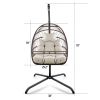 Swing Egg Chair with Stand Indoor Outdoor, UV Resistant Cushion Hanging Chair with Guardrail and Cup Holder