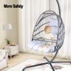 Swing Egg Chair with Stand Indoor Outdoor, UV Resistant Cushion Hanging Chair with Guardrail and Cup Holder