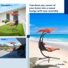 Hanging Chaise Lounger with Removable Canopy, Outdoor Swing Chair with Built-in Pillow