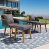 K&K 5 Pieces Patio Furniture Chair Sets, Patio Conversation Set With Wicker Cool Bar Table, Ottomans,Outdoor Furniture Bistro Sets for Porch,Backyard