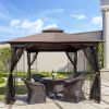 10x10 Outdoor Patio Gazebo Canopy Tent With Ventilated Double Roof And Mosquito net(Detachable Mesh Screen On All Sides); Suitable for Lawn;  Garden;