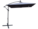 Square 2.5X2.5M Outdoor Patio Umbrella Solar Powered LED Lighted Sun Shade Market Waterproof 8 Ribs Umbrella with Crank and Cross Base for Garden Deck