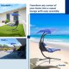 Hanging Chaise Lounger with Removable Canopy, Outdoor Swing Chair with Built-in Pillow