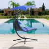 Hanging Chaise Lounger with Removable Canopy, Outdoor Swing Chair with Built-in Pillow