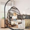 Swing Egg Chair with Stand Indoor Outdoor, UV Resistant Cushion Hanging Chair with Guardrail and Cup Holder