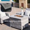 Direct Wicker Fire Pit Table With Chair Rattan Wicker Sofa Set out Door Furniture Garden Set