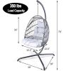 Swing Egg Chair with Stand Indoor Outdoor, UV Resistant Cushion Hanging Chair with Guardrail and Cup Holder