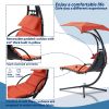 Hanging Chaise Lounger with Removable Canopy, Outdoor Swing Chair with Built-in Pillow