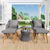 K&K 5 Pieces Patio Furniture Chair Sets, Patio Conversation Set With Wicker Cool Bar Table, Ottomans,Outdoor Furniture Bistro Sets for Porch,Backyard