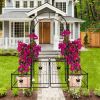 Metal Garden Arch with Gate 79.5'' Wide x 86.6'' High Climbing Plants Support Rose Arch Outdoor Black