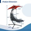 Hanging Chaise Lounger with Removable Canopy, Outdoor Swing Chair with Built-in Pillow