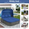 Outdoor Patio Furniture Set Daybed Sunbed with Retractable Canopy Conversation Set Wicker Furniture Sofa Set